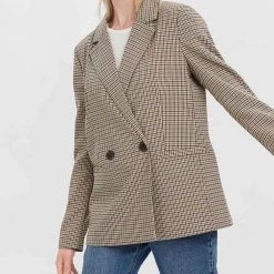 ΑΝΔΡΑΣ VERO MODA ΣΑΚΚΑΚΙ VMCLARA LS OVERSIZED CHECK BLAZER Biege