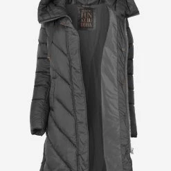 ΑΝΔΡΑΣ FUNKY BUDDHA Μακρύ καπιτονέ μπουφάν με βαριά επένδυση DarkGray