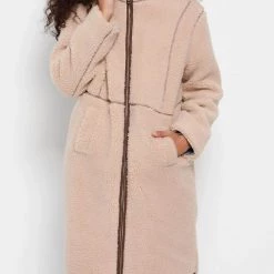 ΑΝΔΡΑΣ FUNKY BUDDHA Loose Fit παλτό με γούνα Biege