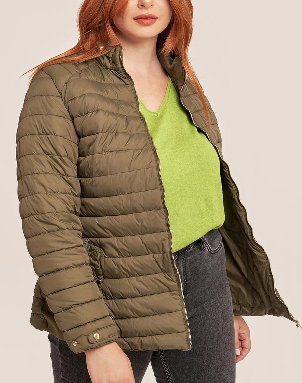 ΑΝΔΡΑΣ PARABITA Μπουφάν καπιτονέ με ψηλό γιακά Khaki 3 ΑΝΔΡΑΣ PARABITA Μπουφάν καπιτονέ με ψηλό γιακά Khaki